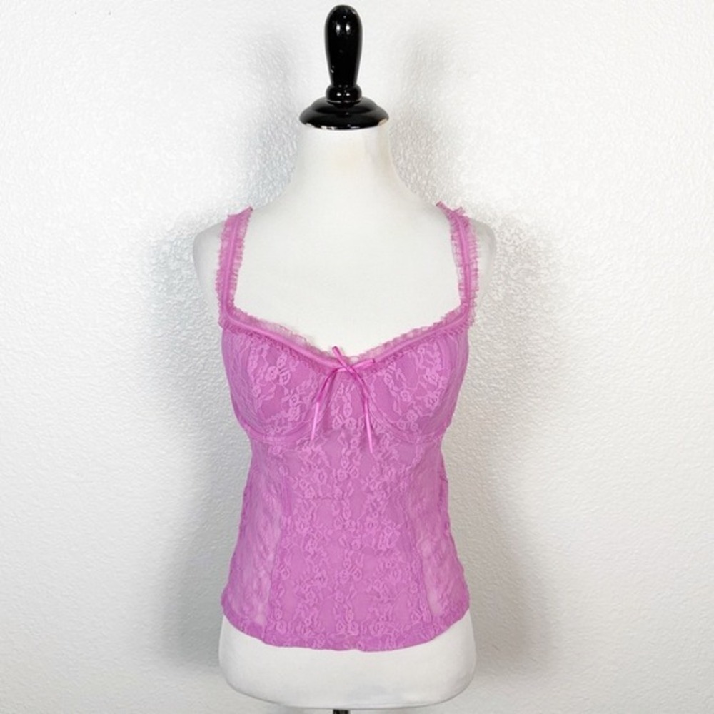 Victorias Secret Sz L Y2K Fairycore Coquette Sydney Carlson Bra Cami Lace Purple
